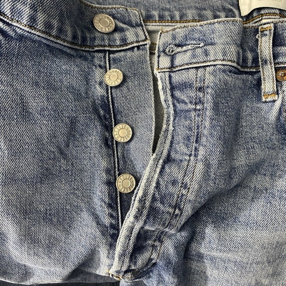 AGOLDE Nico High Rise‎ Denim Blue Jeans Women's Size 29 Raw Hem Button Fly - Picture 6 of 9